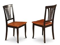 East West Furniture AVC-BLK-W Chair Set for Dining Room with Wood Seat, Black/Cherry Finish, Set of 2