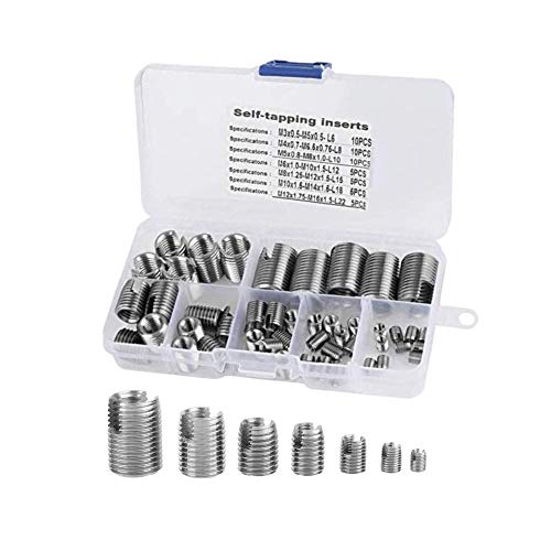 102 Pcs Self-Tapping Thread Insert Kit - 12 Sizes M2 To M14 High Carbon Steel For Repairing & Reinforcing Threads