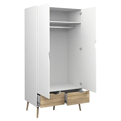 Atlin Designs 2 Drawer and 2 Door Wardrobe in White and Oak