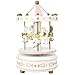 Soledi New Vintage Pink Wooden Merry-Go-Round Carousel Classic Music Box Kids Children Girls Christmas Birthday Wedding Gift Toy