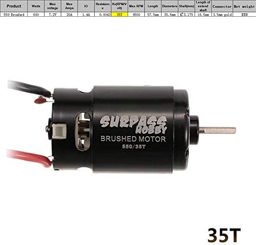 halonzhor Brush Motor 1/10 RC Car 550 12T 21T 27T 35T Brushed Motor for 1/10 RC Car HSP HPI Wltoys Kyosho TRAXXAS Brush Motor 7.4V 3.175 mm (12T) TRAXXAS, 35T