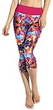 Adriana Arango Women's Capri Leggings Gym Workout Running Wide Waistband Fuchsia