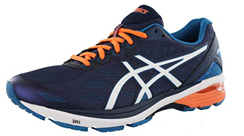 ASICS Men's Gt-1000 5 Running Shoe, Indigo Blue/Snow/Hot Orange, 9.5 M US