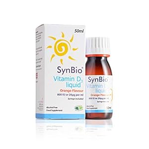 SynBio Vitamin D3 Liquid [800 IU/ml] (50ml) – Peanut/Nut Free – Vegetarian Society Approved – SOYA Free – Dairy Free…