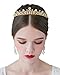 SWEETV Crystal Wedding Tiara for Bride & Flower Girls - Princess Tiara Headband Pageant Crown, Bridal Hair Jewelry for Women and Girls, Gold