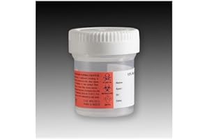 Globe Scientific 6518FL Pre-Filled Click Close Container, 20mL, PP, Filled with 10mL of 10% Neutral Buffered Formalin, Attached Hazard Label, Pack of 96