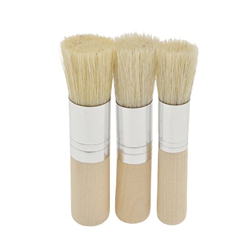 WonBuss 3Pcs Stencil Brushes Set, Art Crafts Paint Brush with Pure Natural Hog Bristle - Thumbnail 3