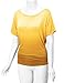 WT990 Womens Round Neck Short Sleeve Dip-Dye Dolman Top XXXL YELLOW
