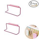 Vivian Over Cabinet Towel Ring Rack Bathroom Kitchen Cupboard Hanging Holder Set of 2 PCS (Pink)