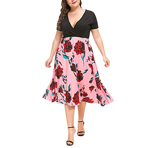 image for Cliramer Fashion Women Plue Size Cross V-Neck Short Sleeve Print Empir