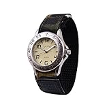 Wolfteeth Young Boys Silver Case Army Military Sport Wrist Watch Time Teacher, Nylon Hook and Loop Watch Strap Camo 306101