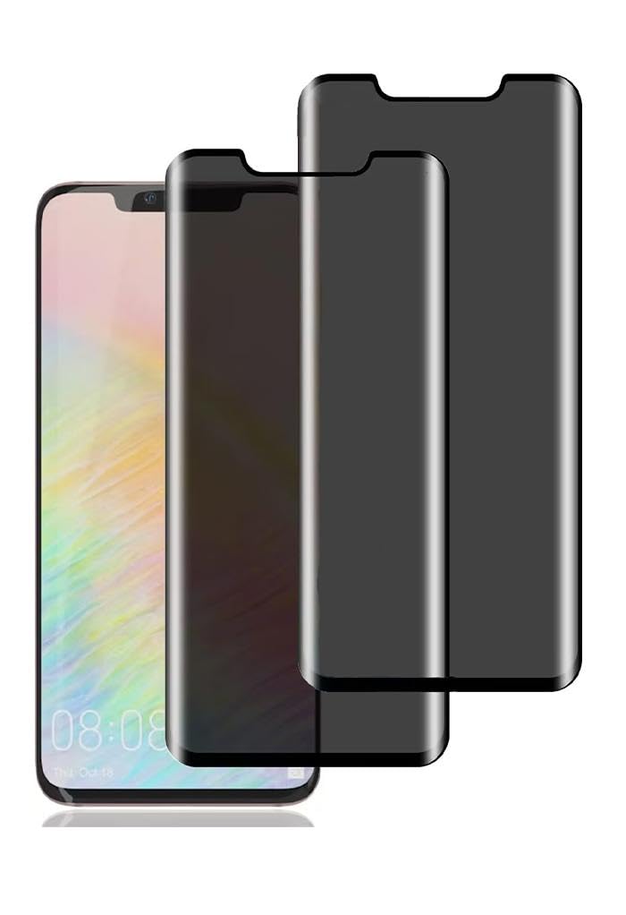 Hkess 2 Pack Anti-Spy Screen Protector for Huawei Mate 20 Pro - Full Screen Privacy Screen Protector, 3D Tempered Glass Film, 9H Hardness Anti-Peeping Full Coverage Protector Anti Scratch