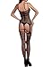 Flora Florida Flirty Open Crotch Bodystockings Black Stretchy Tights One Piece Bodysuit Sexy Fishnet Striped Strappy Lingerie One Size