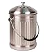 Stainless Steel Kitchen Countertop Compost Bin with Silicone Grip By Earth Cycle - 1 Gallon