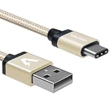 USB C, iOrange-E Type C Cable 6.6 Ft Braided Cable for Nintendo Switch, Samsung Galaxy s8, Macbook 12 inch, ChromeBook Pixel, LG G5, Nokia N1, OnePlus 2, Asus Zen AiO and More USB C Devices, Gold