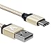USB C, Veckle Type C Cable 6.6 Ft Braided Cable for Nintendo Switch, Samsung Galaxy Note 8 s8, Macbook 12 inch, ChromeBook Pixel, LG G5, Nokia N1, OnePlus 5, HTC U11, Asus Zen AiO and More, Gold