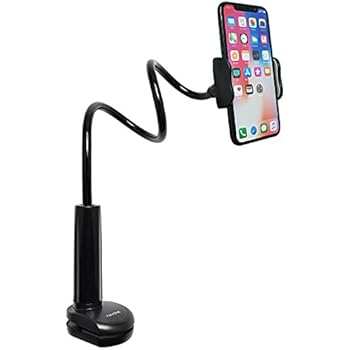 Tryone Gooseneck Phone Holder, Flexible Long Arm Mount Stand Compatible with Smartphones, Max Width 3in, Overall Length 27.5in(Black)