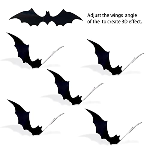 Halloween Bats Wall Stickers， PVC Removable Wall Window Door Decor， Halloween Waterproof Bats Wall Decals Halloween Party Indoor Outdoor Decor Supplies，Wall Sticker with 4 Different Sizes(120 Packs)