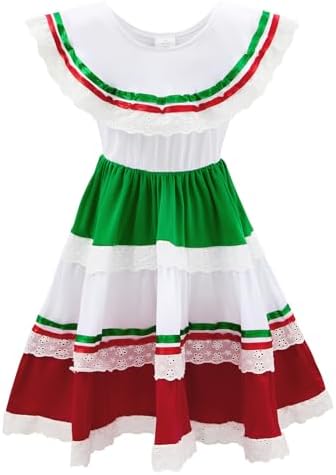 Amazon.com: Leos Imports Girls Mexican Dress Tri-Color (Red,White,Green)  (Girls 1): Clothing, Shoes & Jewelry
