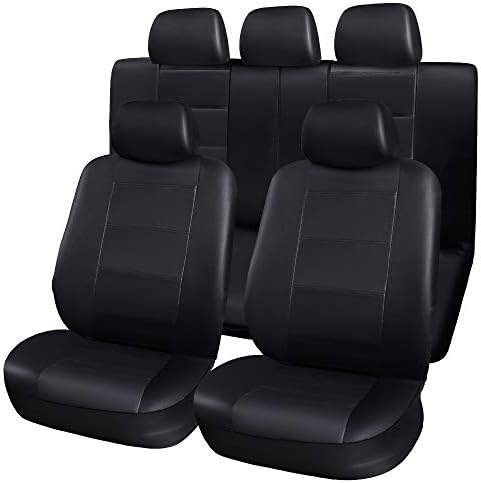 CARWORD PU Leather Auto Universal Car Seat Covers Full Set Front and Back Seat Protectors Automotive Accessories Interior Black