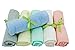 EcoSol Designs Organic Bamboo Washcloths/Reusable Wipes, 6-Pack, 10 x10-Inch, Ivory Grey / Sage Blue Green Yellow Orange