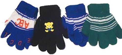 Four Pairs Stretch Microfiber Lined Magic Gloves for Children Ages 1-4 Years