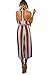 OUMAL Women Summer Jumpsuits Halter Neck Striped Wide Leg Backless Jumpsuits Rompers (M, Red)