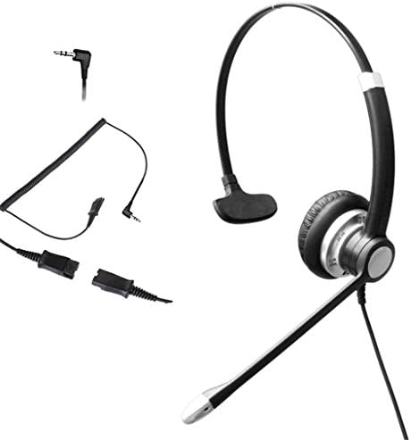 Audicom Wired 2.5mm (2 rings) Headset with Noise Canceling Mic + Quick Disconnect for Polycom Cisco Linksys SPA Grandstream Panasonic Gigaset Zultys IP Telephone and Cordless Dect Phones(700RQD25AA)