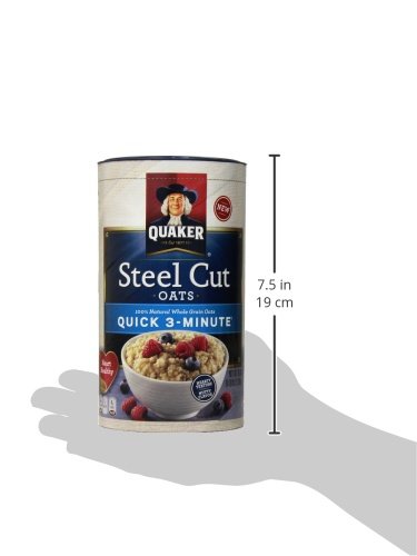 QUAKER STEEL CUT OATMEAL, QUICK 3 MINUTES TO PREPARE, BREAKFAST CEREAL, 25 OZ