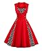 Killreal Women's Casual Cocktail Vintage Style Polka Dot Print Rockabilly Dress for Christmas Holiday Red XXX-Large