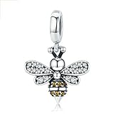 Beauty Bee Charm 925 Sterling Silver Honeybee Crystal Bead for DIY Bracelet or Necklace