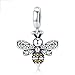 Beauty Bee Charm 925 Sterling Silver Honeybee Crystal Bead for DIY Bracelet or Necklace