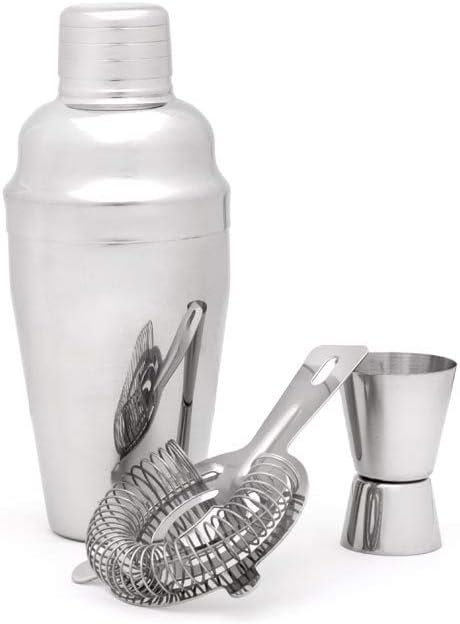 Leopold Vienna Barset Start 3tlg. Edelstahl Shaker, Sieb, Barmaß 500ml, Stainless Steel, Silver, 9.4 x 24.1 x 26.1 cm