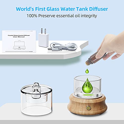 Lecdura Glass Essential Oil Cordless Diffuser Humidifier, Rechargeable