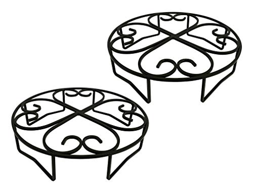 Cocoyard 10 Inch Metal Plant Stand, Set of 2, Heavy Duty Flower Pot Holder Rack for Indoor Outdoor, Metal Rustproof Iron Planter Pot Trivet, Great Gift for Plant Lover and Holiday