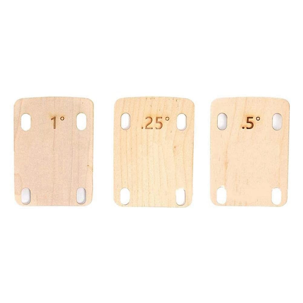 Sitrzuiget 3Pcs Adjusting Shim At the Bottom of the Neck Bolt-on Neck Plate for Guitar and Bass Repair 0.25°, 0.5°, and 1°Degree Guitar Shims (B)
