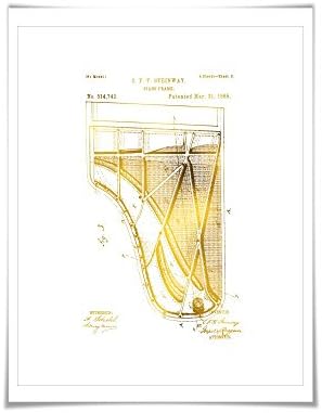 Grand Piano Gold Foil Patent Illustration. 7 Foil Colours. Classical Music Poster. Pianist Art Print