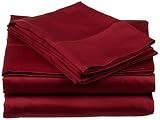 RV Mattress Short Queen Sheet Set - (60x75) Solid Burgundy 400 Thread Count Egyptian Cotton -Made Specifically for RV, Camper & Motorhomes