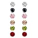 6 Pairs Different Colors White Gold Plated Cubic Zirconia Stud Earring Set for Women 6MM