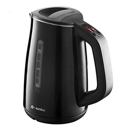 Click Here to See More Images Eurolux Stainless steel, Cool Touch Electric Kettle, 6 Programmable Temperature Settings, Digital LED Display, Keep Warm Function, ETL Approved for Total Safety