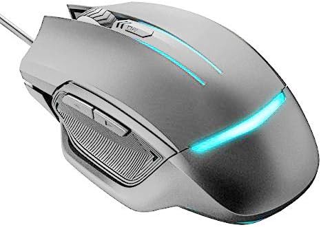 PICTEK Gaming Mouse Wired, 3200 DPI, 6 Programmable Buttons (Driver Disk Included), Optical Gamer Gaming Mice with 7 Breathing Lights, Ergonomic Anti-Slip Structure for PC, Computer & Laptop, Grey