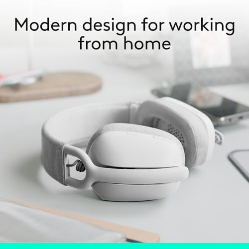 Logitech Zone Vibe 100 Lightweight Wireless Over Ear Headphones with Noise Canceling Microphone, Advanced Multipoint Bluetooth Headset, Works with Teams, Google Meet, Zoom, Mac/PC - Off White