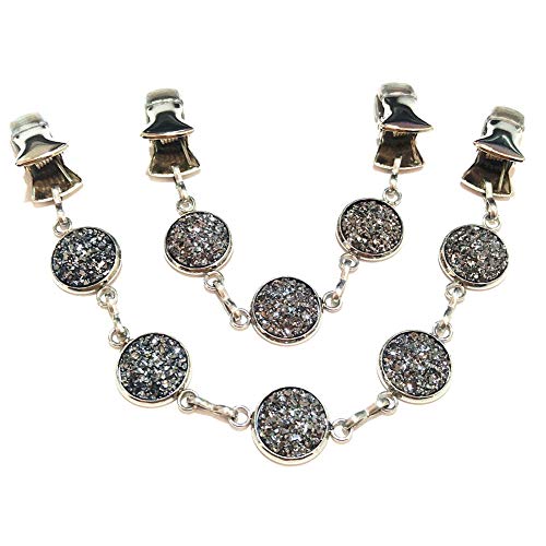 Bling Stones Sweater Clips Women Cardigan Cinch Guard Clasp Cloak Cape Shawl Pins Scarf Closure Clamps-SHORT AND LONG