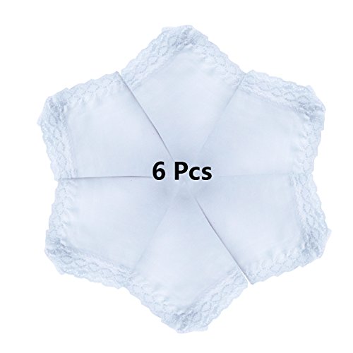 COCOUSM White Perfect Wedding Lace Cotton Handkerchiefs-Square 10 x 10"