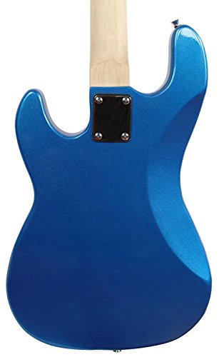 Stedman Beginner Series Bass Guitar Bundle with 15-Watt Amp, Gig Bag, Instrument Cable, Strap, Strings, Picks, and Polishing Cloth - Metallic Blue