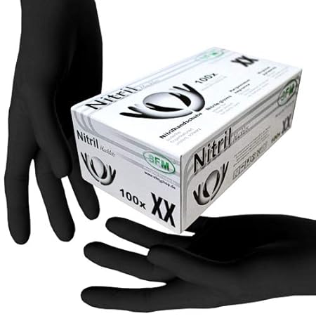 SFM ® BLACKLETS Nitril : XS, S, M, L, XL schwarz puderfrei F-tex Einweghandschuhe Einmalhandschuhe Untersuchungshandschuhe Ni