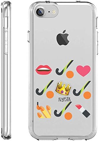 iPhone 7 Case Girly Field Hockey Stick Emoji Princess Crown Transparent TPU Plastic Designer Case Cover For Teens Girls Women. Fits iPhone 7 7S [ KlypsterLite ]