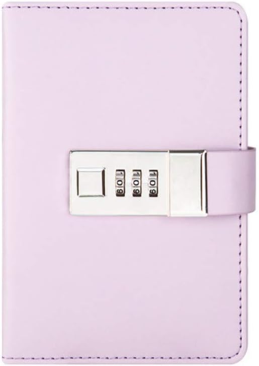 ZLJHH Password Notebook Paper Lockable Portable Pu Leather Diary Lock Traveler Journal Weekly Planner School Gifts,Purple