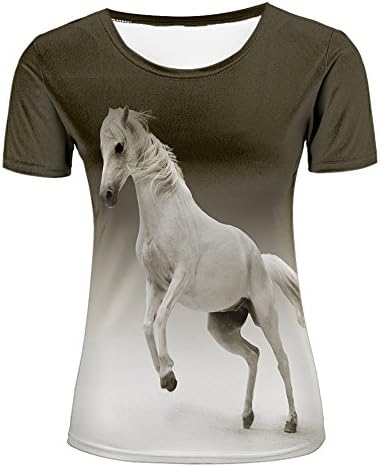 T-shirt 3D Print Womens Summer fashion White Horse Jumping Graphic Short Sleeves shirts M