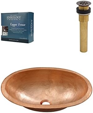 Sinkology SB202-19NU-AMZ-TG Strauss 19" Dual Mount Naked Bath Sink Kit with Grid Drain and Copper Armor, 19 x 14 x 5.5 Unfinished